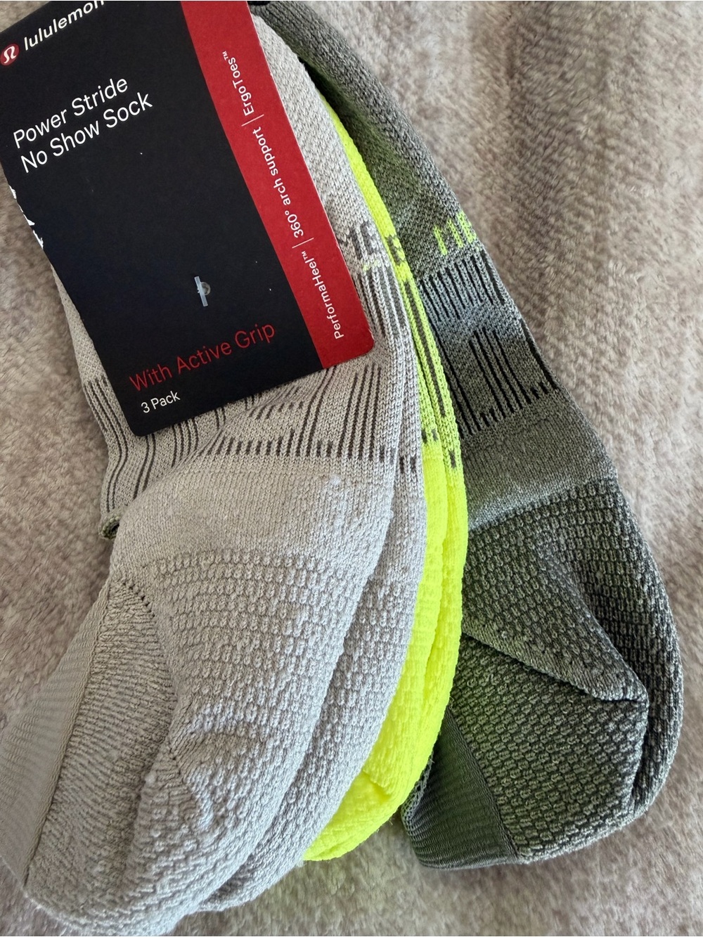 Lululemon Power Stride No Show Socks - 3 Pack - Size M - NWT